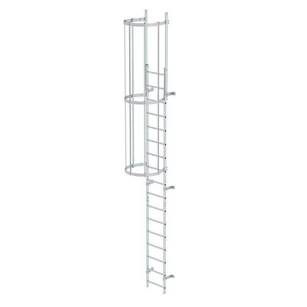 Munk Einzügige Steigleiter mit Rückenschutz (Bau) Aluminium blank