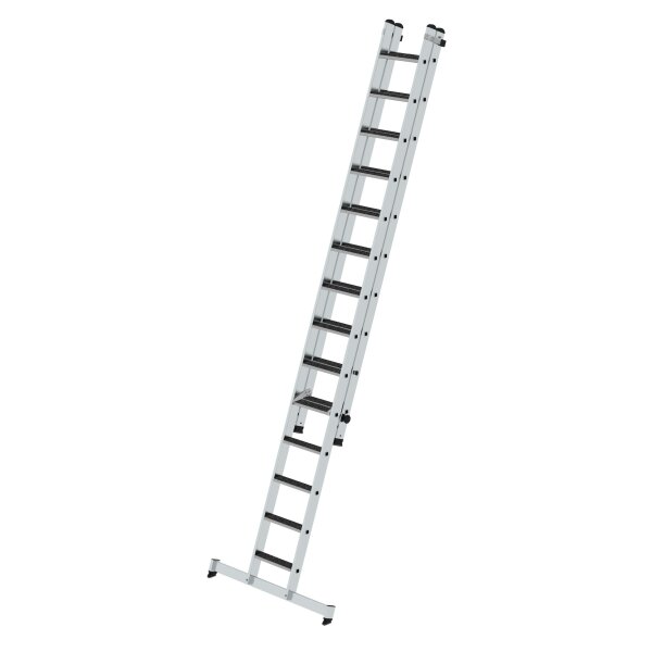 Munk Stufen-Schiebeleiter 2-teilig mit nivello-Traverse und clip-step R13
