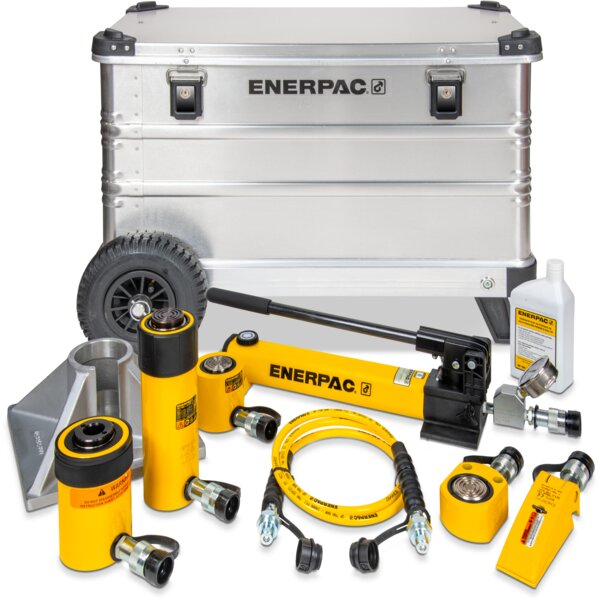 Enerpac Toolbox-Set 20t. auf Rädern mit vier Hydraulikzylinder und Handpumpe